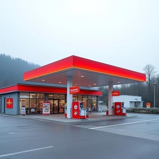 Tankstelle nahe der Grenze